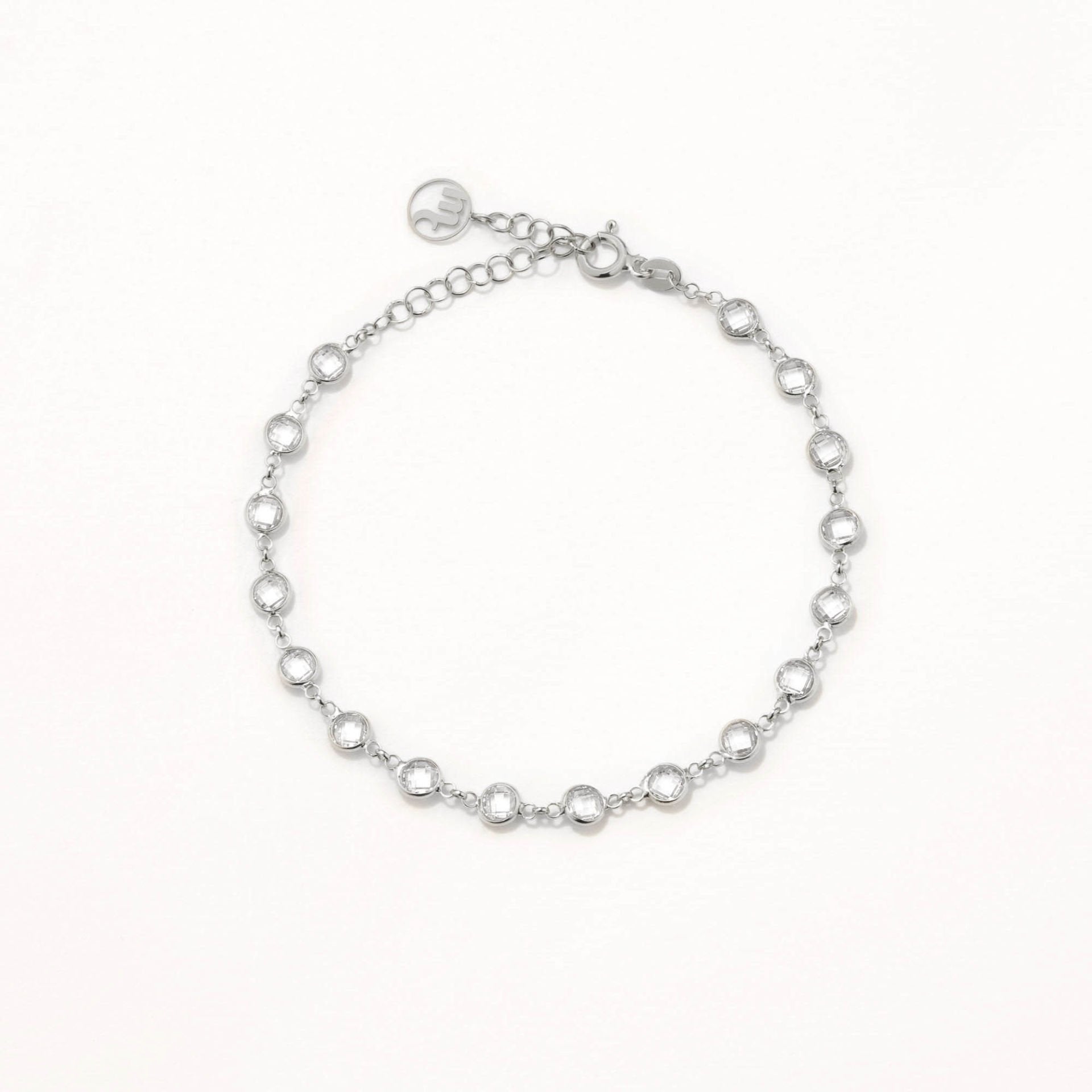 18k White Gold Plated Silver Round Stone Bracelet – Marie Claire ...