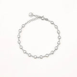 18k White Gold Plated Silver Round Stone Bracelet