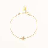 18k Gold Plated Silver Flower Bracelet with Zircon Stone