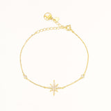 18k Gold Plated Silver North Star Bracelet with Zircon Stone