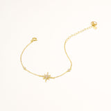 18k Gold Plated Silver North Star Bracelet with Zircon Stone