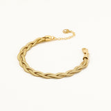 18k Gold Plated Silver Textured Weave Chain Bracelet