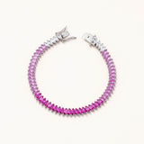 18k White Gold Plated Silver Tennis Bracelet with Ruby Baguette Cut Zircon Stone