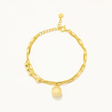 18k Gold Plated Silver Double Chain Ball Pendant Bracelet