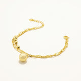 18k Gold Plated Silver Double Chain Ball Pendant Bracelet
