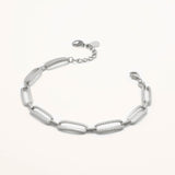 18k White Gold Plated Silver Chain Bracelet with Zircon Stone