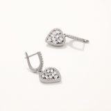 18k White Gold Plated Silver Heart Earrings with Baguette Stone