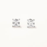 18k White Gold Plated Silver Mini Zircon Single Stone Earring