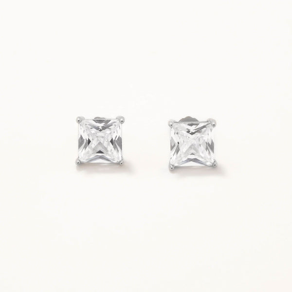 18k White Gold Plated Silver Mini Zircon Single Stone Earring