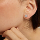 18k White Gold Plated Silver Mini Zircon Single Stone Earring