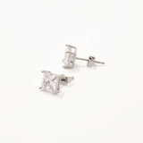 18k White Gold Plated Silver Mini Zircon Single Stone Earring