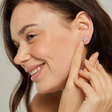 18k White Gold Plated Silver Mini Zircon Single Stone Earring