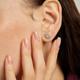 18k White Gold Plated Silver Mini Zircon Stone Baguette Earrings