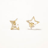 18k Gold Plated Silver Mini Star Earrings with Zircon Stone