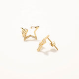 18k Gold Plated Silver Mini Star Earrings with Zircon Stone