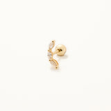 18k Gold Plated Silver Tragus Earrings with Rows of White Stones
