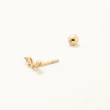 18k Gold Plated Silver Tragus Earrings with Rows of White Stones