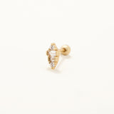 18k Gold Plated Silver Cubic Tragus Earrings with White Stone
