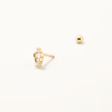 18k Gold Plated Silver Cubic Tragus Earrings with White Stone