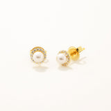 18k Gold Plated Silver Stone Pearl Mini Earrings