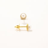 18k Gold Plated Silver Stone Pearl Mini Earrings