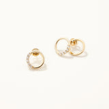 18k Gold Plated Silver Double Hoop Stone Earrings