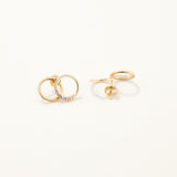18k Gold Plated Silver Double Hoop Stone Earrings