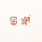 Rose Plated Silver Star Figured Zircon Stone Earrings