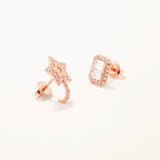 Rose Plated Silver Star Figured Zircon Stone Earrings