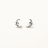 18k White Gold Plated Silver Crescent Earring with Zircon Stone