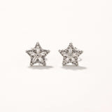 18k White Gold Plated Silver Zircon Stone Mini Star Earrings