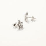 18k White Gold Plated Silver Zircon Stone Mini Star Earrings