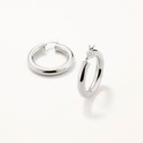18k White Gold Plated Silver Classic Stud Closure Hoop Earrings