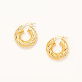 18k Gold Plated Silver Textured Thick Hoop Earrings