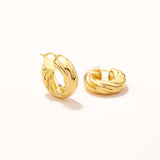 18k Gold Plated Silver Textured Thick Hoop Earrings