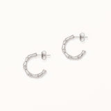 18k White Gold Plated Silver Bone Hoop Earrings