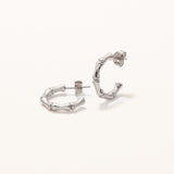 18k White Gold Plated Silver Bone Hoop Earrings