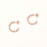 Rose Plated Silver Bone Hoop Earring with Zircon Stone