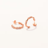 Rose Plated Silver Bone Hoop Earring with Zircon Stone