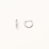 18k White Gold Plated Silver Mini Hoop Earrings with Zircon Stones