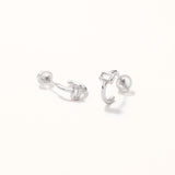 18k White Gold Plated Silver Mini Single Stone Hoop Earring