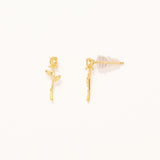 18k Gold Plated Silver Romantic Rose Figured Mini Earrings
