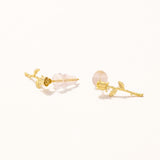 18k Gold Plated Silver Romantic Rose Figured Mini Earrings