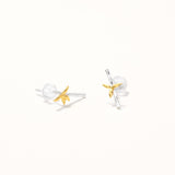18k Gold Plated Silver Bamboo Earrings Double Color