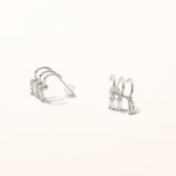 18k White Gold Plated Silver Pendant Earrings with Three Zircon Stones