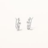 18k White Gold Plated Silver Stone and Star Earcuff Earrings