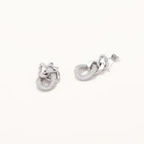 18k White Gold Plated Silver Interlocking Dangle Chain Earrings with Zircon Stones