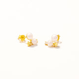18k Gold Plated Silver Star Figured Double Pearl Earrings