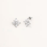 18k White Gold Plated Silver North Star Earring with Zircon Stone
