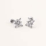 18k White Gold Plated Silver North Star Earring with Zircon Stone
